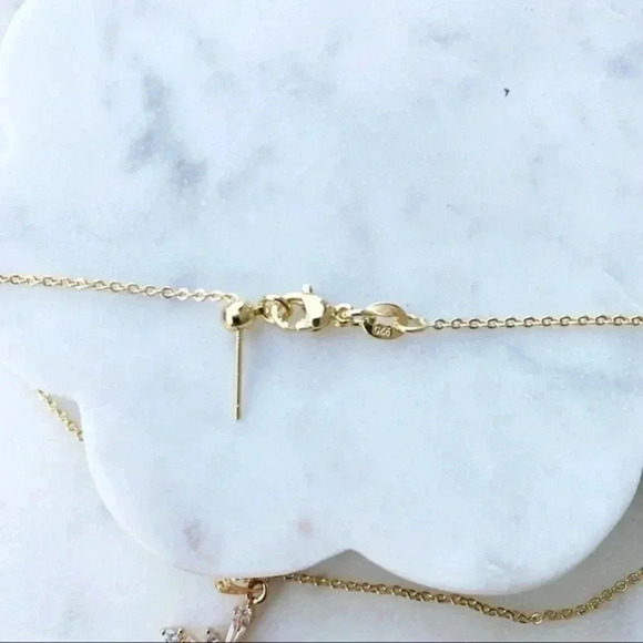 PETITE Rhinestone Girl Charm Necklace Mom Gift gold plated 🔅 - Picture 8 of 10